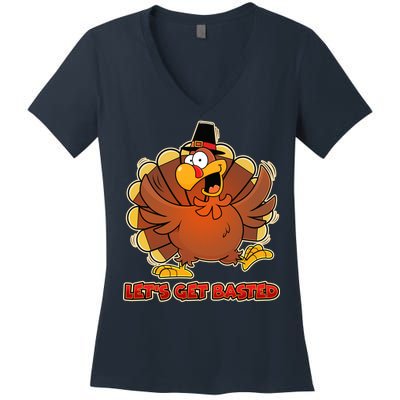 Thanksgiving Let's Get Basted Women's V-Neck T-Shirt