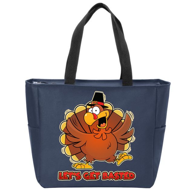 Thanksgiving Let's Get Basted Zip Tote Bag