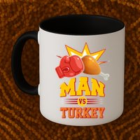 Thanksgiving Man Vs Turkey Fight Mug