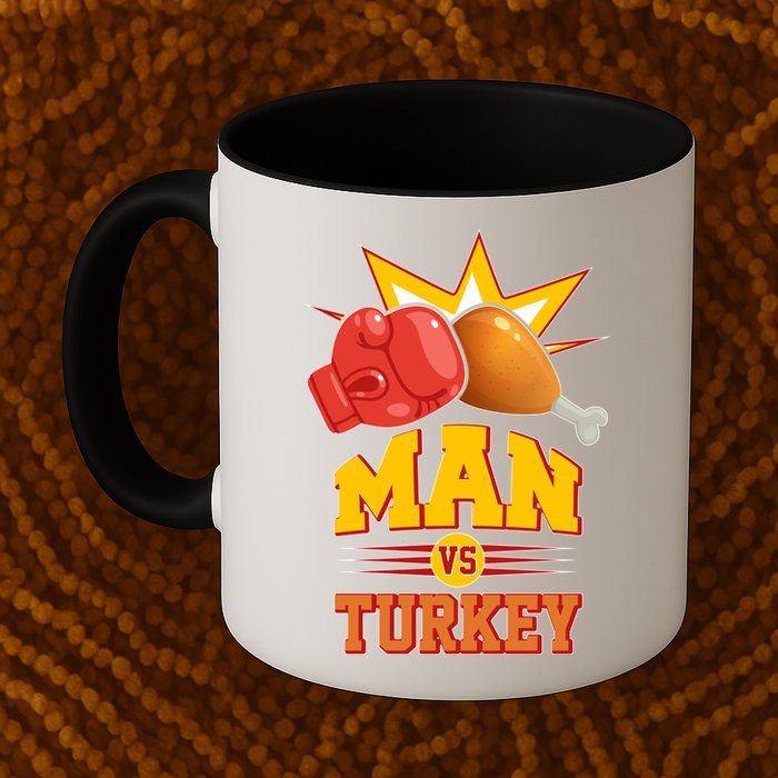 Thanksgiving Man Vs Turkey Fight Mug