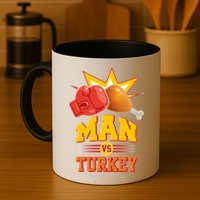 Thanksgiving Man Vs Turkey Fight Mug