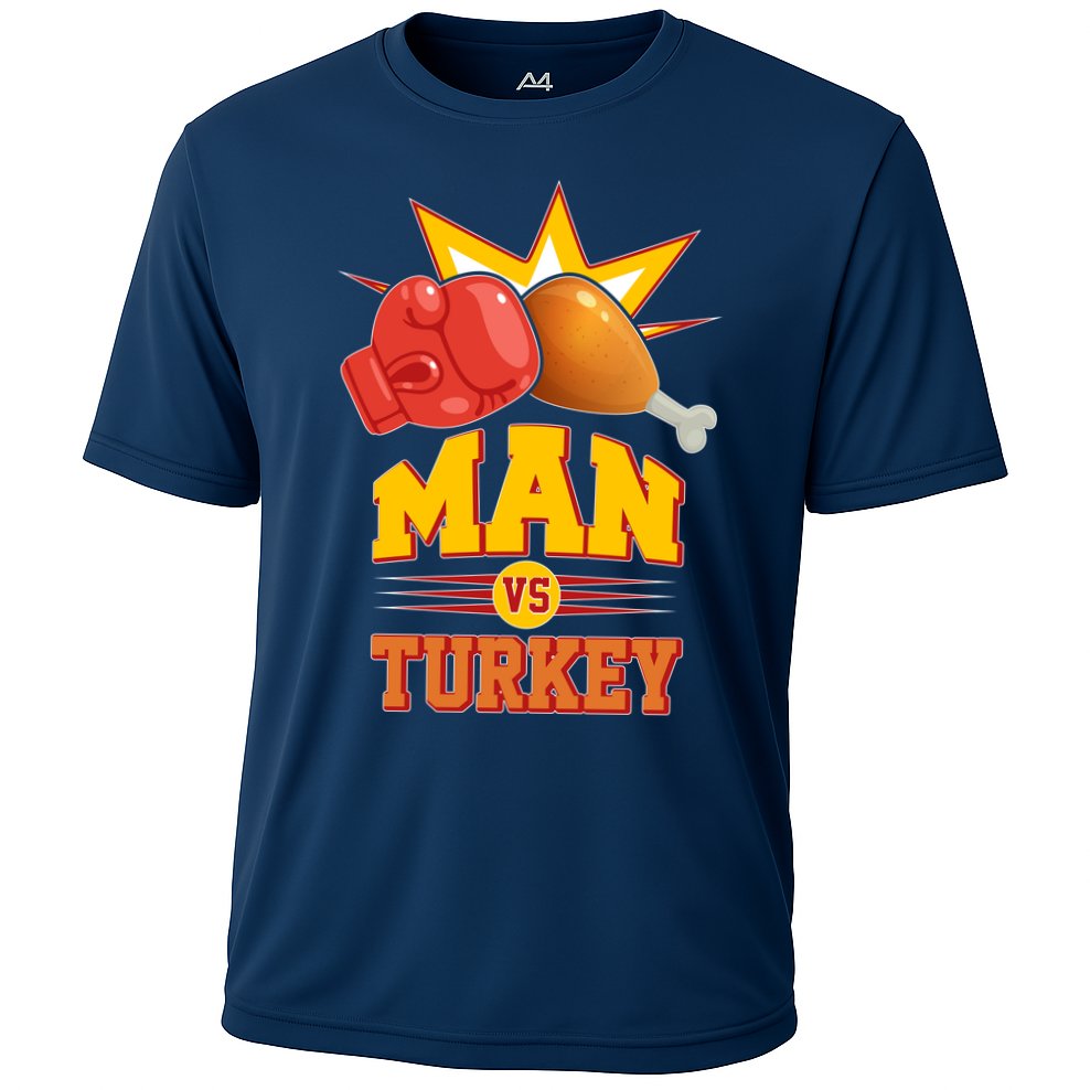 Thanksgiving Man Vs Turkey Fight Cooling Performance Crew T-Shirt