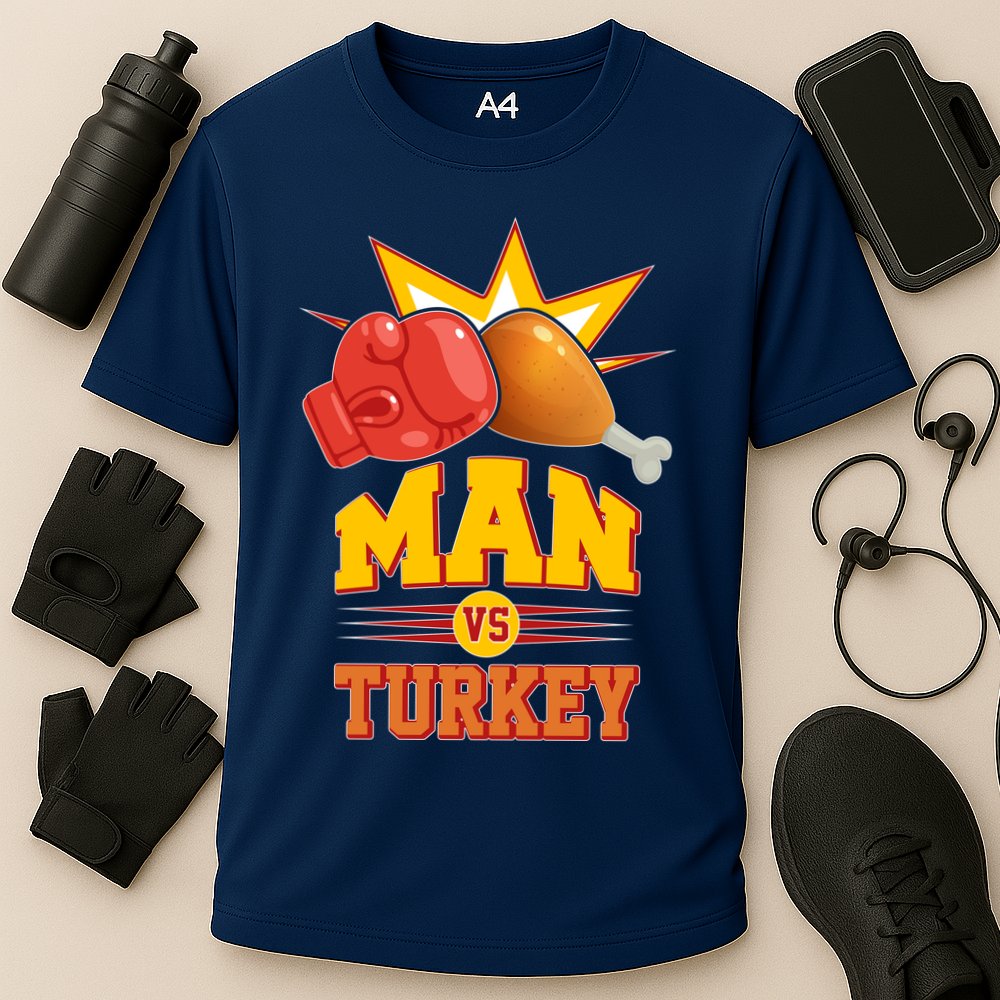 Thanksgiving Man Vs Turkey Fight Cooling Performance Crew T-Shirt
