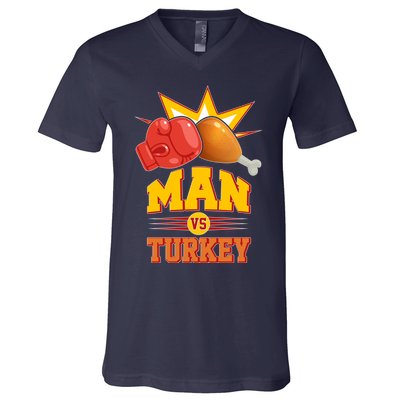 Thanksgiving Man Vs Turkey Fight V-Neck T-Shirt