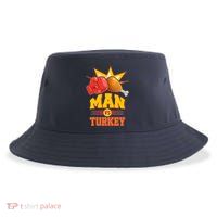 Thanksgiving Man Vs Turkey Fight Sustainable Bucket Hat