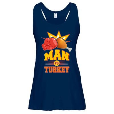 Thanksgiving Man Vs Turkey Fight Ladies Essential Flowy Tank