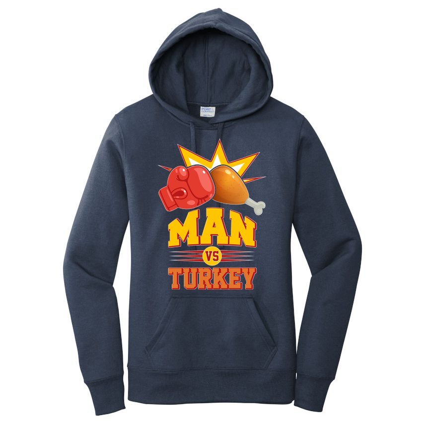 Thanksgiving Man Vs Turkey Fight Women's Pullover Hoodie