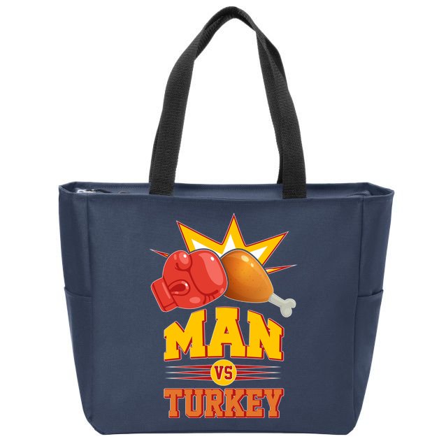 Thanksgiving Man Vs Turkey Fight Zip Tote Bag