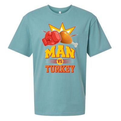 Thanksgiving Man Vs Turkey Fight Sueded Cloud Jersey T-Shirt