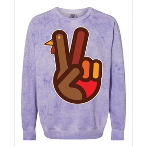 Thanksgiving Peace Sign Hand Turkey Colorblast Crewneck Sweatshirt