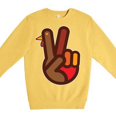 Thanksgiving Peace Sign Hand Turkey Premium Crewneck Sweatshirt