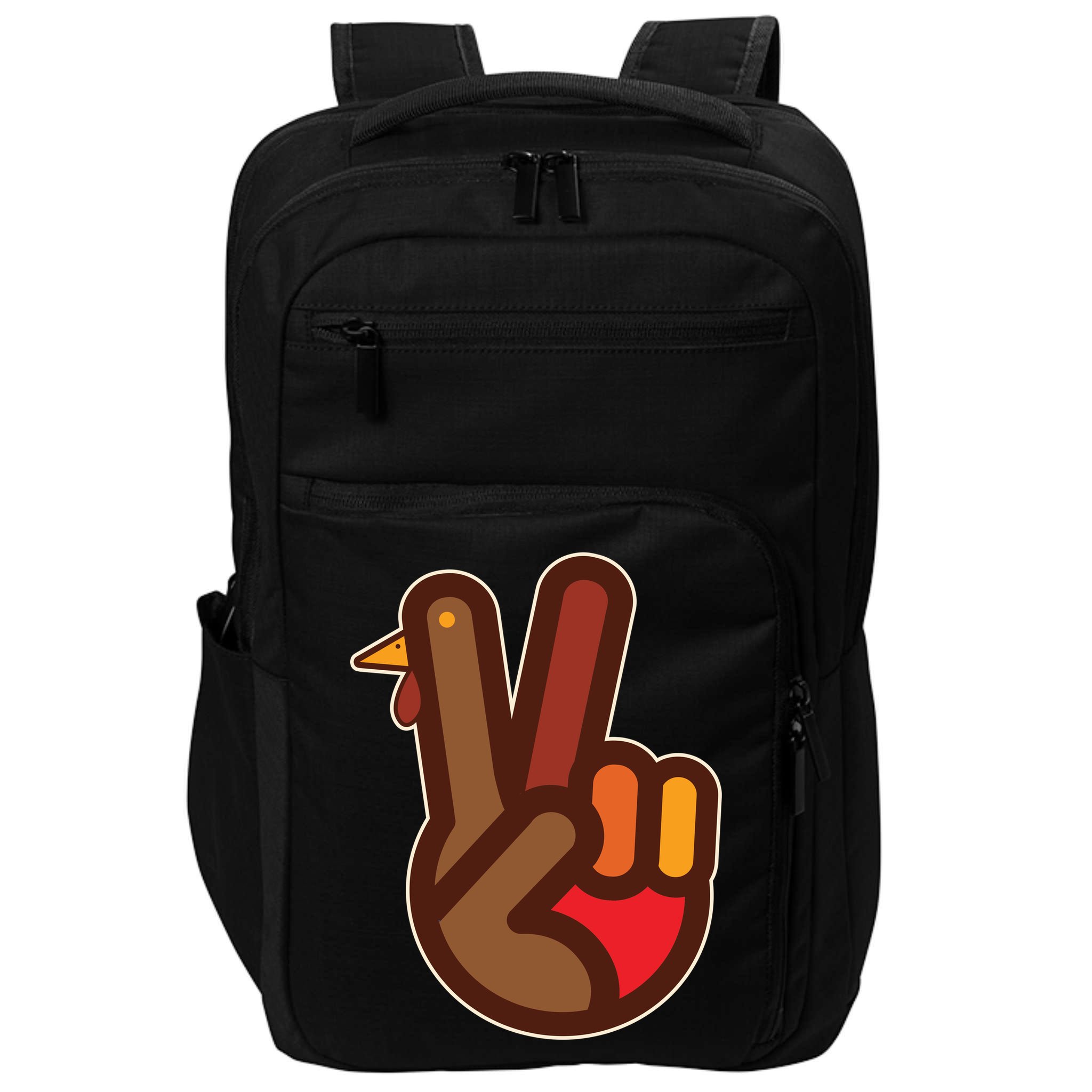 Thanksgiving Peace Sign Hand Turkey Impact Tech Backpack