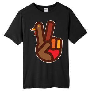 Thanksgiving Peace Sign Hand Turkey Tall Fusion ChromaSoft Performance T-Shirt