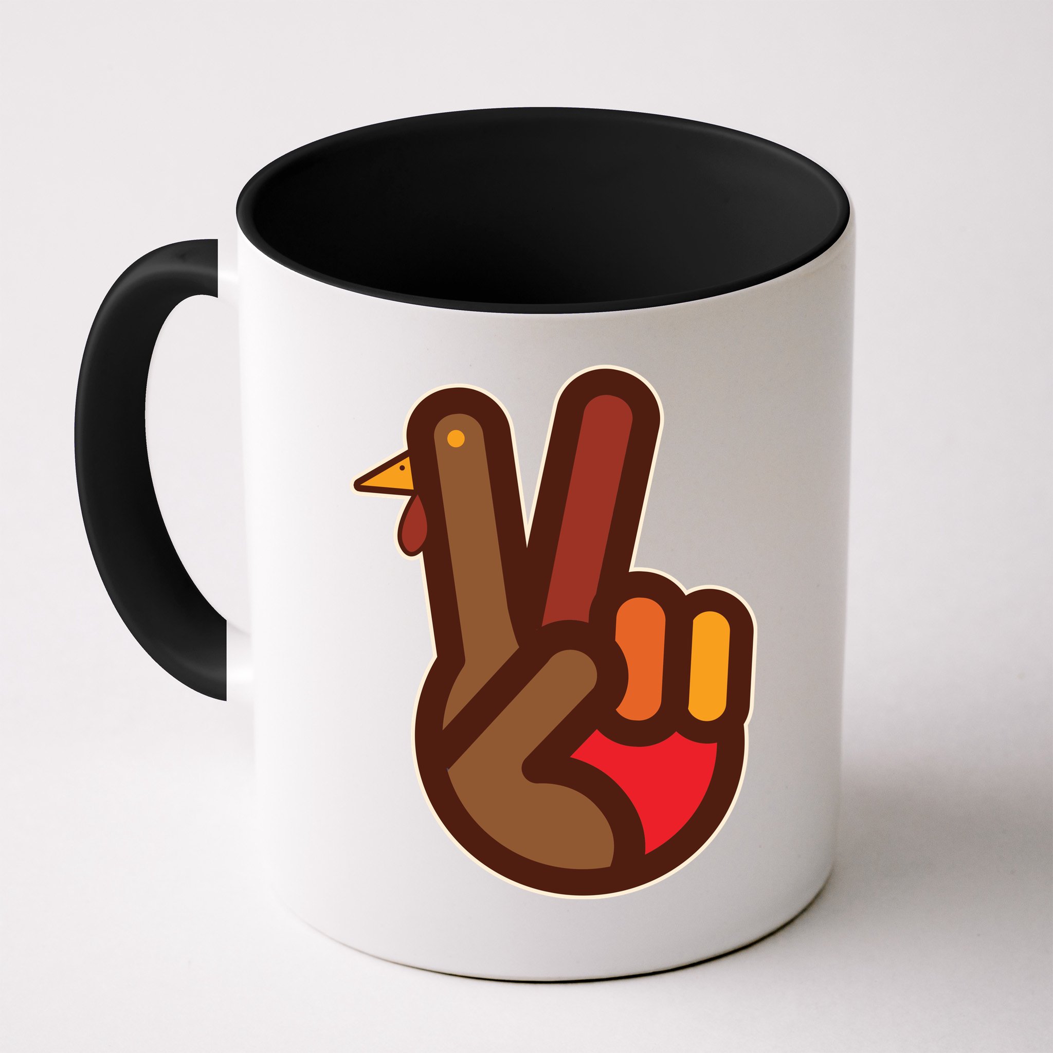 Thanksgiving Peace Sign Hand Turkey Mug