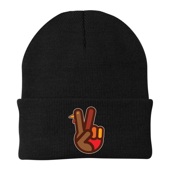 Thanksgiving Peace Sign Hand Turkey Beanie