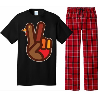 Thanksgiving Peace Sign Hand Turkey Pajama Set