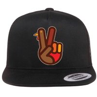 Thanksgiving Peace Sign Hand Turkey Flatbill Hat