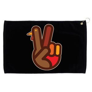 Thanksgiving Peace Sign Hand Turkey Grommeted Golf Towel