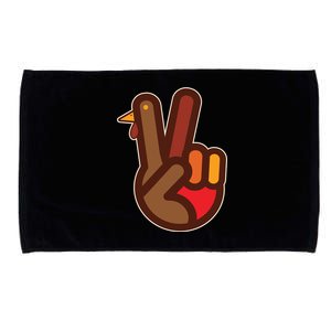 Thanksgiving Peace Sign Hand Turkey Microfiber Hand Towel