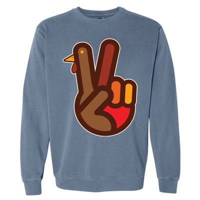 Thanksgiving Peace Sign Hand Turkey Garment-Dyed Sweatshirt