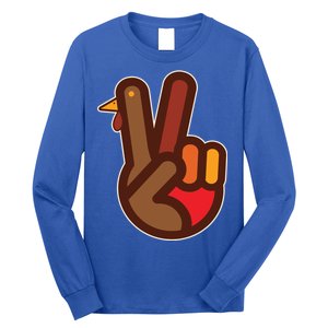 Thanksgiving Peace Sign Hand Turkey Long Sleeve Shirt