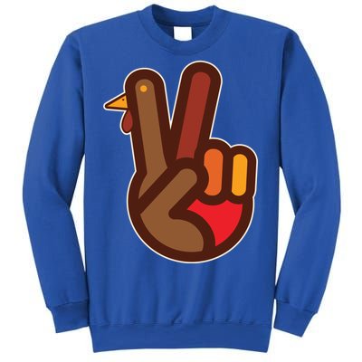 Thanksgiving Peace Sign Hand Turkey Sweatshirt