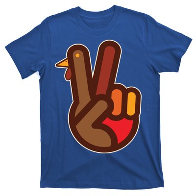 Thanksgiving Peace Sign Hand Turkey T-Shirt