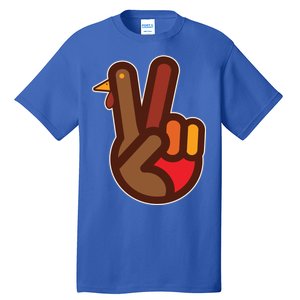 Thanksgiving Peace Sign Hand Turkey Tall T-Shirt