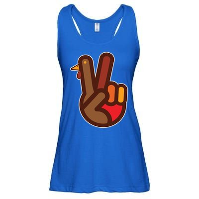 Thanksgiving Peace Sign Hand Turkey Ladies Essential Flowy Tank
