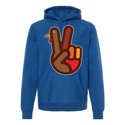 Thanksgiving Peace Sign Hand Turkey Premium Hoodie