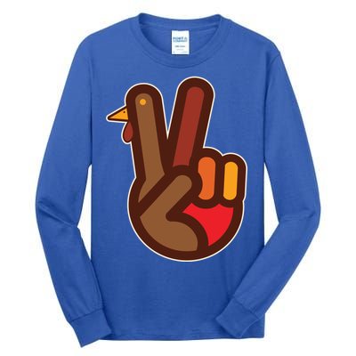 Thanksgiving Peace Sign Hand Turkey Tall Long Sleeve T-Shirt