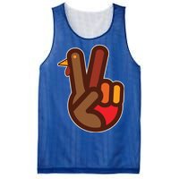 Thanksgiving Peace Sign Hand Turkey Mesh Reversible Basketball Jersey Tank