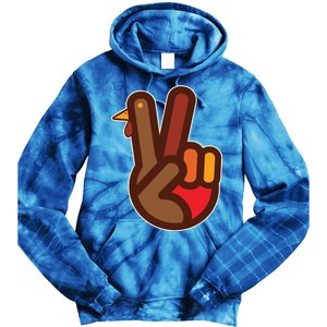 Thanksgiving Peace Sign Hand Turkey Tie Dye Hoodie