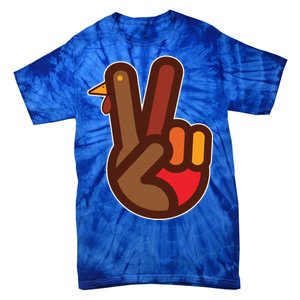 Thanksgiving Peace Sign Hand Turkey Tie-Dye T-Shirt