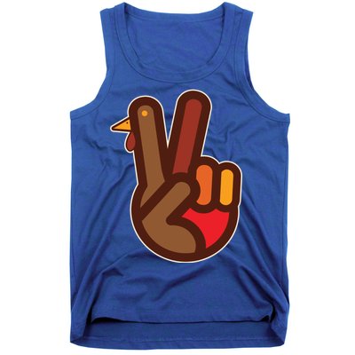 Thanksgiving Peace Sign Hand Turkey Tank Top