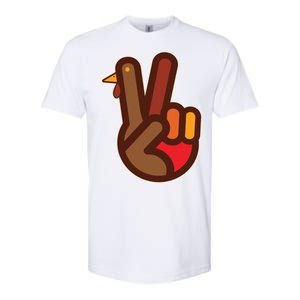 Thanksgiving Peace Sign Hand Turkey Softstyle CVC T-Shirt