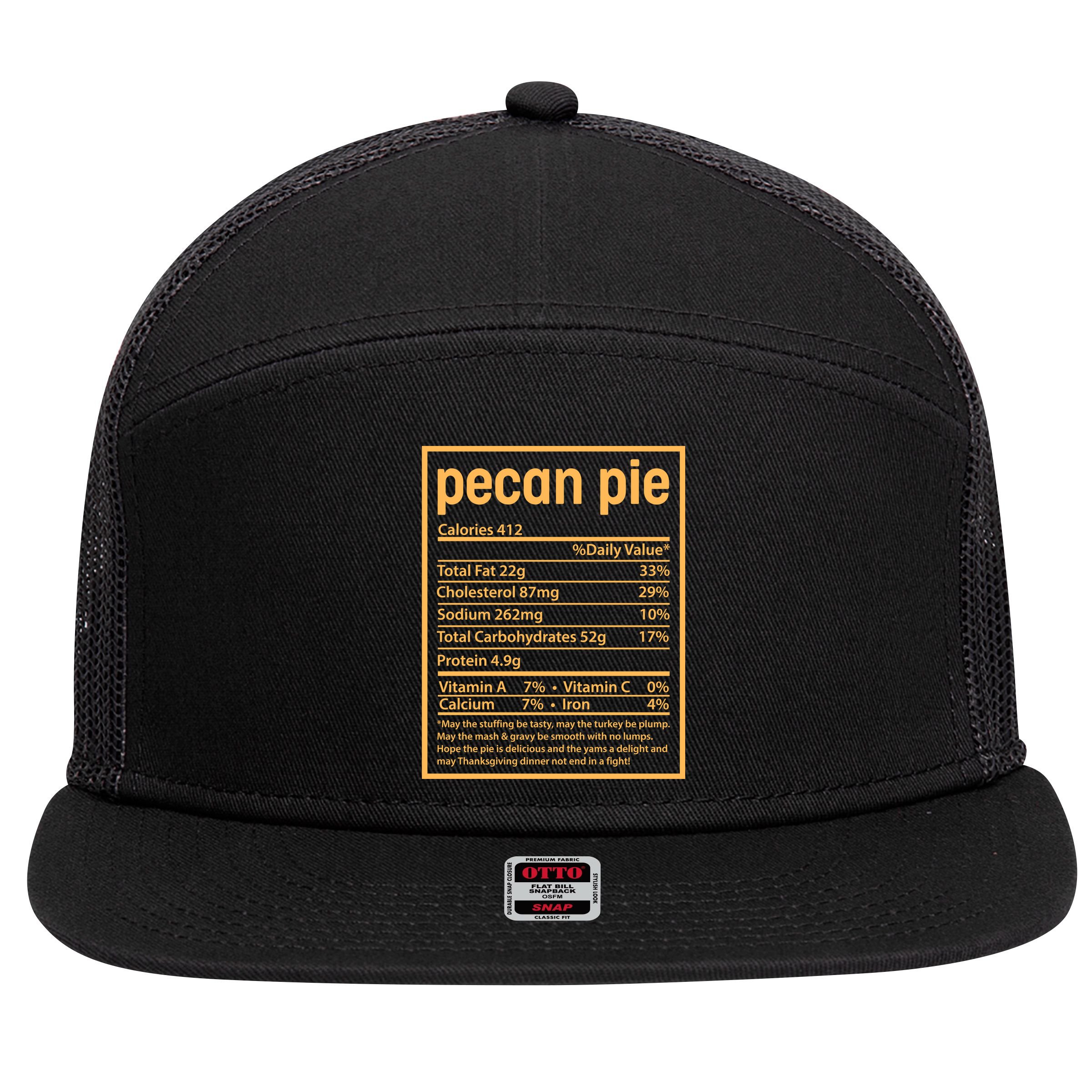 Thanksgiving Pecan Pie Nutrition Facts 7 Panel Mesh Trucker Snapback Hat