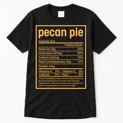 Thanksgiving Pecan Pie Nutrition Facts Tall T-Shirt