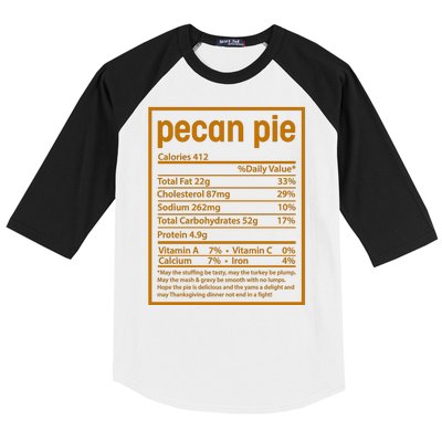 Thanksgiving Pecan Pie Nutrition Facts Baseball Sleeve Shirt