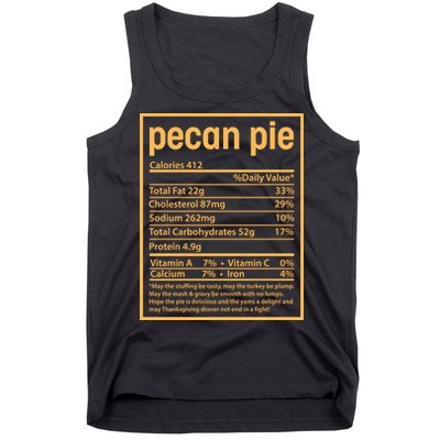 Thanksgiving Pecan Pie Nutrition Facts Tank Top