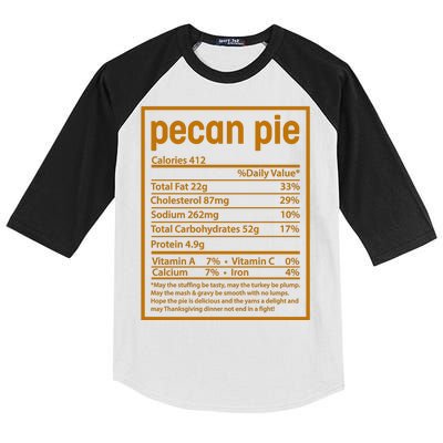 Thanksgiving Pecan Pie Nutrition Facts Kids Colorblock Raglan Jersey