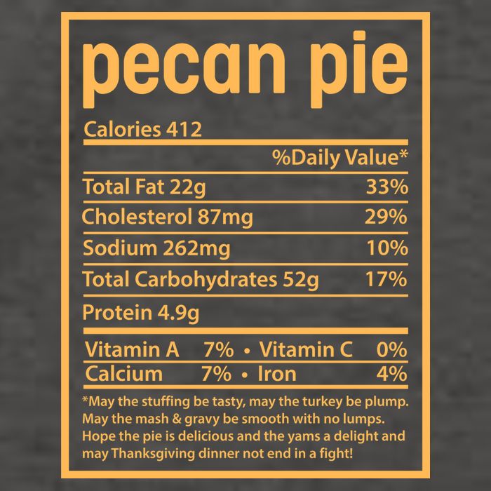 Thanksgiving Pecan Pie Nutrition Facts Vector Backpack