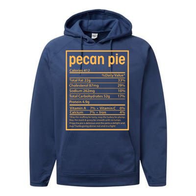 Thanksgiving Pecan Pie Nutrition Facts Performance Fleece Hoodie