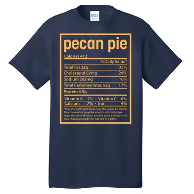 Thanksgiving Pecan Pie Nutrition Facts Tall T-Shirt