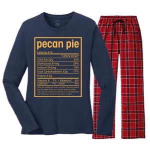 Thanksgiving Pecan Pie Nutrition Facts Women's Long Sleeve Flannel Pajama Set 