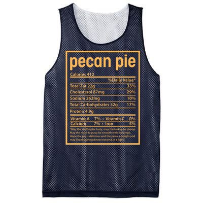 Thanksgiving Pecan Pie Nutrition Facts Mesh Reversible Basketball Jersey Tank