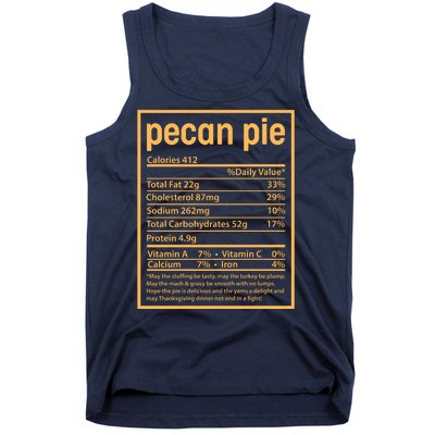 Thanksgiving Pecan Pie Nutrition Facts Tank Top