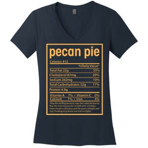 Thanksgiving Pecan Pie Nutrition Facts Women's V-Neck T-Shirt