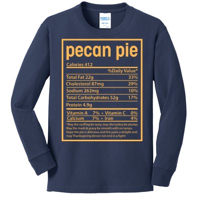 Thanksgiving Pecan Pie Nutrition Facts Kids Long Sleeve Shirt