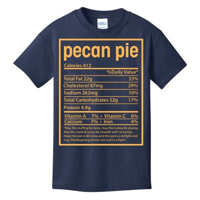 Thanksgiving Pecan Pie Nutrition Facts Kids T-Shirt